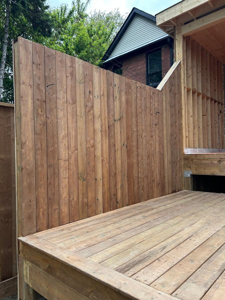 Vertical privacy fence and new deck installation, Toronto GTA
